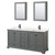 Wyndham WCS202072DGBC2UNSMED Deborah 72 Inch Double Bathroom Vanity in Dark Gray, Carrara Cultured Marble Countertop, Undermount Square Sinks, Matte Black Trim, Medicine Cabinets