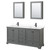 Wyndham WCS202072DGBWCUNSMED Deborah 72 Inch Double Bathroom Vanity in Dark Gray, White Cultured Marble Countertop, Undermount Square Sinks, Matte Black Trim, Medicine Cabinets
