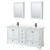 Wyndham WCS202072DWBC2UNSMED Deborah 72 Inch Double Bathroom Vanity in White, Carrara Cultured Marble Countertop, Undermount Square Sinks, Matte Black Trim, Medicine Cabinets