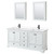 Wyndham WCS202072DWBWCUNSMED Deborah 72 Inch Double Bathroom Vanity in White, White Cultured Marble Countertop, Undermount Square Sinks, Matte Black Trim, Medicine Cabinets