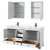 Wyndham WCS202072DWBWCUNSMED Deborah 72 Inch Double Bathroom Vanity in White, White Cultured Marble Countertop, Undermount Square Sinks, Matte Black Trim, Medicine Cabinets