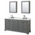 Wyndham WCS202072DGBCMUNOMED Deborah 72 Inch Double Bathroom Vanity in Dark Gray, White Carrara Marble Countertop, Undermount Oval Sinks, Matte Black Trim, Medicine Cabinets