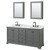 Wyndham WCS202072DGBCMUNSMED Deborah 72 Inch Double Bathroom Vanity in Dark Gray, White Carrara Marble Countertop, Undermount Square Sinks, Matte Black Trim, Medicine Cabinets