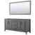 Wyndham WCV252572DGBCXSXXM70 Daria 72 Inch Double Bathroom Vanity in Dark Gray, No Countertop, No Sink, Matte Black Trim, 70 Inch Mirror