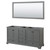 Wyndham WCS202072DGBCXSXXM70 Deborah 72 Inch Double Bathroom Vanity in Dark Gray, No Countertop, No Sinks, Matte Black Trim, 70 Inch Mirror