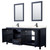 Wyndham WCV252580DBBC2UNSM24 Daria 80 Inch Double Bathroom Vanity in Dark Blue, Carrara Cultured Marble Countertop, Undermount Square Sinks, Matte Black Trim, 24 Inch Mirrors