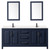 Wyndham WCV252580DBBC2UNSM24 Daria 80 Inch Double Bathroom Vanity in Dark Blue, Carrara Cultured Marble Countertop, Undermount Square Sinks, Matte Black Trim, 24 Inch Mirrors