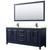 Wyndham WCV252580DBBC2UNSM70 Daria 80 Inch Double Bathroom Vanity in Dark Blue, Carrara Cultured Marble Countertop, Undermount Square Sinks, Matte Black Trim, 70 Inch Mirror