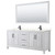 Wyndham WCV252580DWBC2UNSM70 Daria 80 Inch Double Bathroom Vanity in White, Carrara Cultured Marble Countertop, Undermount Square Sinks, Matte Black Trim, 70 Inch Mirror