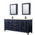 Wyndham WCV252580DBBC2UNSMED Daria 80 Inch Double Bathroom Vanity in Dark Blue, Carrara Cultured Marble Countertop, Undermount Square Sinks, Matte Black Trim, Medicine Cabinets