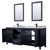 Wyndham WCV252580DBBCMUNSM24 Daria 80 Inch Double Bathroom Vanity in Dark Blue, White Carrara Marble Countertop, Undermount Square Sinks, Matte Black Trim, 24 Inch Mirrors