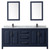 Wyndham WCV252580DBBCMUNSM24 Daria 80 Inch Double Bathroom Vanity in Dark Blue, White Carrara Marble Countertop, Undermount Square Sinks, Matte Black Trim, 24 Inch Mirrors