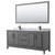 Wyndham WCV252580DGBCMUNSM70 Daria 80 Inch Double Bathroom Vanity in Dark Gray, White Carrara Marble Countertop, Undermount Square Sinks, Matte Black Trim, 70 Inch Mirror