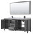 Wyndham WCV252580DGBCMUNSM70 Daria 80 Inch Double Bathroom Vanity in Dark Gray, White Carrara Marble Countertop, Undermount Square Sinks, Matte Black Trim, 70 Inch Mirror
