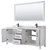 Wyndham WCV252580DWBCMUNSM70 Daria 80 Inch Double Bathroom Vanity in White, White Carrara Marble Countertop, Undermount Square Sinks, Matte Black Trim, 70 Inch Mirror