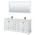 Wyndham WCS202080DWBC2UNSM70 Deborah 80 Inch Double Bathroom Vanity in White, Carrara Cultured Marble Countertop, Undermount Square Sinks, Matte Black Trim, 70 Inch Mirror