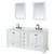 Wyndham WCS202080DWBCMUNSM24 Deborah 80 Inch Double Bathroom Vanity in White, White Carrara Marble Countertop, Undermount Square Sinks, Matte Black Trim, 24 Inch Mirrors
