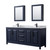 Wyndham WCV252580DBBCMUNSMED Daria 80 Inch Double Bathroom Vanity in Dark Blue, White Carrara Marble Countertop, Undermount Square Sinks, Matte Black Trim, Medicine Cabinets