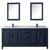 Wyndham WCV252580DBBCMUNSMED Daria 80 Inch Double Bathroom Vanity in Dark Blue, White Carrara Marble Countertop, Undermount Square Sinks, Matte Black Trim, Medicine Cabinets
