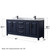 Wyndham WCV252580DBBCMUNSMED Daria 80 Inch Double Bathroom Vanity in Dark Blue, White Carrara Marble Countertop, Undermount Square Sinks, Matte Black Trim, Medicine Cabinets