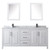 Wyndham WCV252580DWBCMUNSMED Daria 80 Inch Double Bathroom Vanity in White, White Carrara Marble Countertop, Undermount Square Sinks, Matte Black Trim, Medicine Cabinets