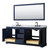 Wyndham WCV232380DBBCMUNOM70 Avery 80 Inch Double Bathroom Vanity in Dark Blue, White Carrara Marble Countertop, Undermount Oval Sinks, Matte Black Trim, 70 Inch Mirror