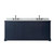 Wyndham WCV232380DBBCMUNOMXX Avery 80 Inch Double Bathroom Vanity in Dark Blue, White Carrara Marble Countertop, Undermount Oval Sinks, Matte Black Trim