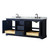 Wyndham WCV232380DBBCMUNOMXX Avery 80 Inch Double Bathroom Vanity in Dark Blue, White Carrara Marble Countertop, Undermount Oval Sinks, Matte Black Trim