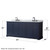 Wyndham WCV232380DBBCMUNOMXX Avery 80 Inch Double Bathroom Vanity in Dark Blue, White Carrara Marble Countertop, Undermount Oval Sinks, Matte Black Trim