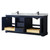 Wyndham WCV232380DBBCMUNSMXX Avery 80 Inch Double Bathroom Vanity in Dark Blue, White Carrara Marble Countertop, Undermount Square Sinks, Matte Black Trim