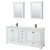 Wyndham WCS202080DWBC2UNSMED Deborah 80 Inch Double Bathroom Vanity in White, Carrara Cultured Marble Countertop, Undermount Square Sinks, Matte Black Trim, Medicine Cabinets