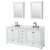 Wyndham WCS202080DWBCMUNOMED Deborah 80 Inch Double Bathroom Vanity in White, White Carrara Marble Countertop, Undermount Oval Sinks, Matte Black Trim, Medicine Cabinets