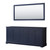 Wyndham WCV232380DBBCXSXXM70 Avery 80 Inch Double Bathroom Vanity in Dark Blue, No Countertop, No Sinks, Matte Black Trim, 70 Inch Mirror