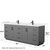 Wyndham WCF292984DGBC2UNSM70 Miranda 84 Inch Double Bathroom Vanity in Dark Gray, Carrara Cultured Marble Countertop, Undermount Square Sinks, Matte Black Trim, 70 Inch Mirror