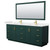 Wyndham WCF292984DGDC2UNSM70 Miranda 84 Inch Double Bathroom Vanity in Green, Carrara Cultured Marble Countertop, Undermount Square Sinks, Brushed Gold Trim, 70 Inch Mirror