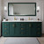 Wyndham WCF292984DGDC2UNSMXX Miranda 84 Inch Double Bathroom Vanity in Green, Carrara Cultured Marble Countertop, Undermount Square Sinks, Brushed Gold Trim