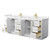 Wyndham WCF292984DWGC2UNSMXX Miranda 84 Inch Double Bathroom Vanity in White, Carrara Cultured Marble Countertop, Undermount Square Sinks, Brushed Gold Trim