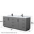 Wyndham WCF292984DGBCMUNSM70 Miranda 84 Inch Double Bathroom Vanity in Dark Gray, White Carrara Marble Countertop, Undermount Square Sinks, Matte Black Trim, 70 Inch Mirror