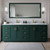 Wyndham WCF292984DGDCMUNSM70 Miranda 84 Inch Double Bathroom Vanity in Green, White Carrara Marble Countertop, Undermount Square Sinks, Brushed Gold Trim, 70 Inch Mirror