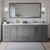 Wyndham WCF292984DGGCMUNSM70 Miranda 84 Inch Double Bathroom Vanity in Dark Gray, White Carrara Marble Countertop, Undermount Square Sinks, Brushed Gold Trim, 70 Inch Mirror
