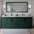 Wyndham WCF292984DGKCMUNSM70 Miranda 84 Inch Double Bathroom Vanity in Green, White Carrara Marble Countertop, Undermount Square Sinks, Matte Black Trim, 70 Inch Mirror