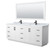 Wyndham WCF292984DWBCMUNSM70 Miranda 84 Inch Double Bathroom Vanity in White, White Carrara Marble Countertop, Undermount Square Sinks, Matte Black Trim, 70 Inch Mirror