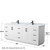 Wyndham WCF292984DWBCMUNSM70 Miranda 84 Inch Double Bathroom Vanity in White, White Carrara Marble Countertop, Undermount Square Sinks, Matte Black Trim, 70 Inch Mirror
