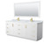 Wyndham WCF292984DWGCMUNSM70 Miranda 84 Inch Double Bathroom Vanity in White, White Carrara Marble Countertop, Undermount Square Sinks, Brushed Gold Trim, 70 Inch Mirror