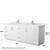 Wyndham WCF292984DWGCMUNSM70 Miranda 84 Inch Double Bathroom Vanity in White, White Carrara Marble Countertop, Undermount Square Sinks, Brushed Gold Trim, 70 Inch Mirror