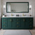 Wyndham WCF292984DGDCMUNSMXX Miranda 84 Inch Double Bathroom Vanity in Green, White Carrara Marble Countertop, Undermount Square Sinks, Brushed Gold Trim