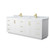 Wyndham WCF292984DWGCMUNSMXX Miranda 84 Inch Double Bathroom Vanity in White, White Carrara Marble Countertop, Undermount Square Sinks, Brushed Gold Trim