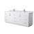 Wyndham WCF292984DWHCMUNSMXX Miranda 84 Inch Double Bathroom Vanity in White, White Carrara Marble Countertop, Undermount Square Sinks, Brushed Nickel Trim