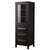 Wyndham WCV2525LTEB Daria Linen Tower in Dark Espresso with Matte Black Trim, Shelved Cabinet Storage, and 3 Drawers