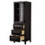 Wyndham WCV2525LTEB Daria Linen Tower in Dark Espresso with Matte Black Trim, Shelved Cabinet Storage, and 3 Drawers